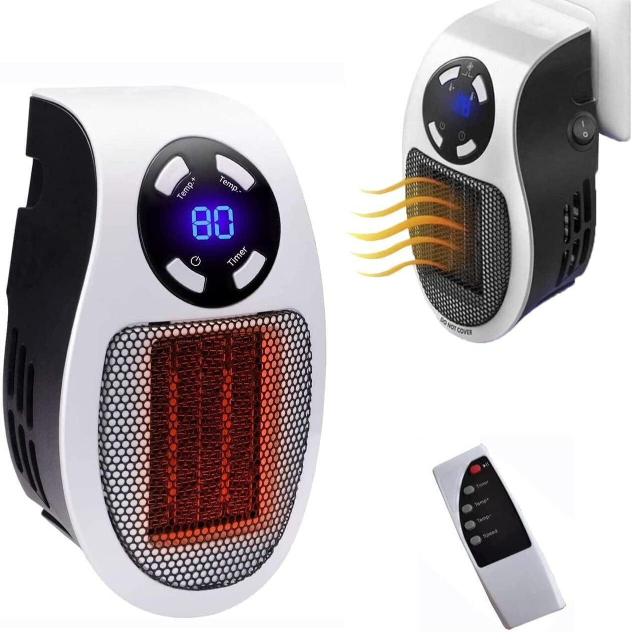 Smart Plug-In Room Heater (500W) With Digital Display & Remote | Small Size Big Heat