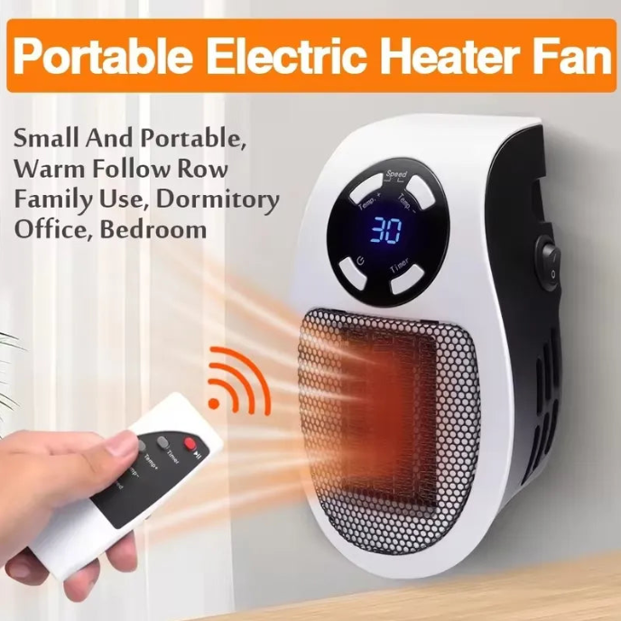Smart Plug-In Room Heater (500W) With Digital Display & Remote | Small Size Big Heat